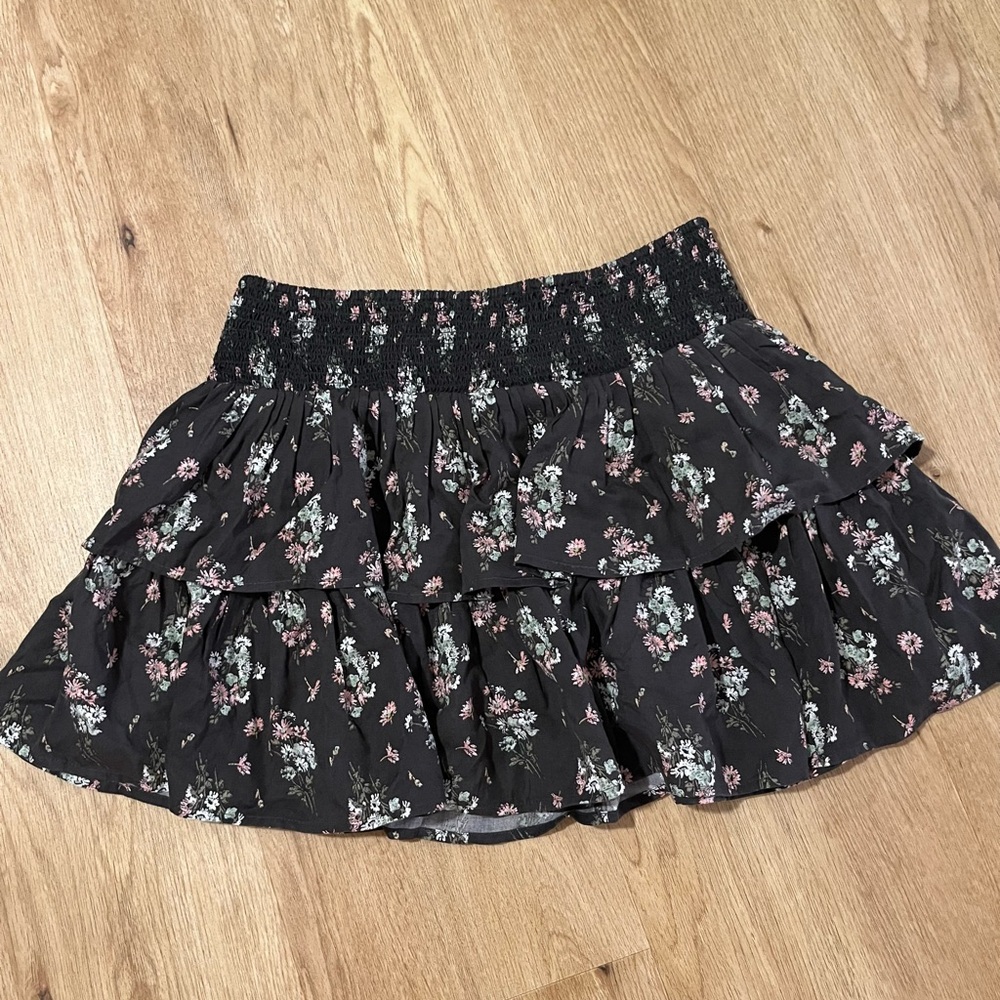 NWT Aerie Black Floral Mini Skirt